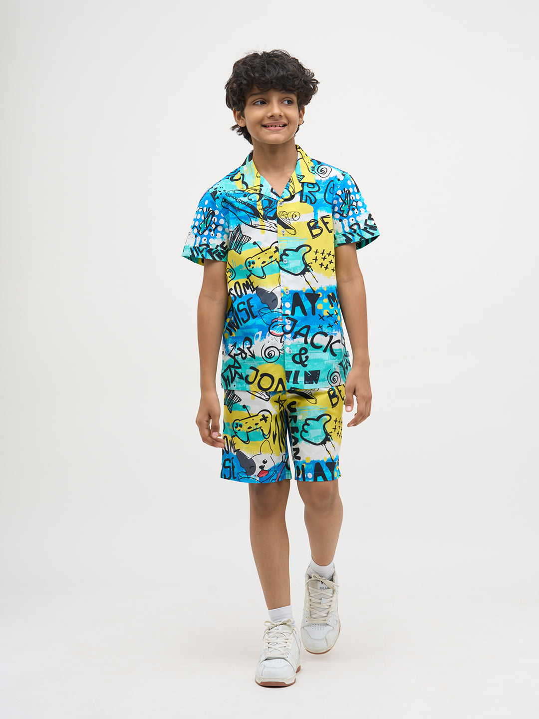 Blue Printed Cotton Shirt