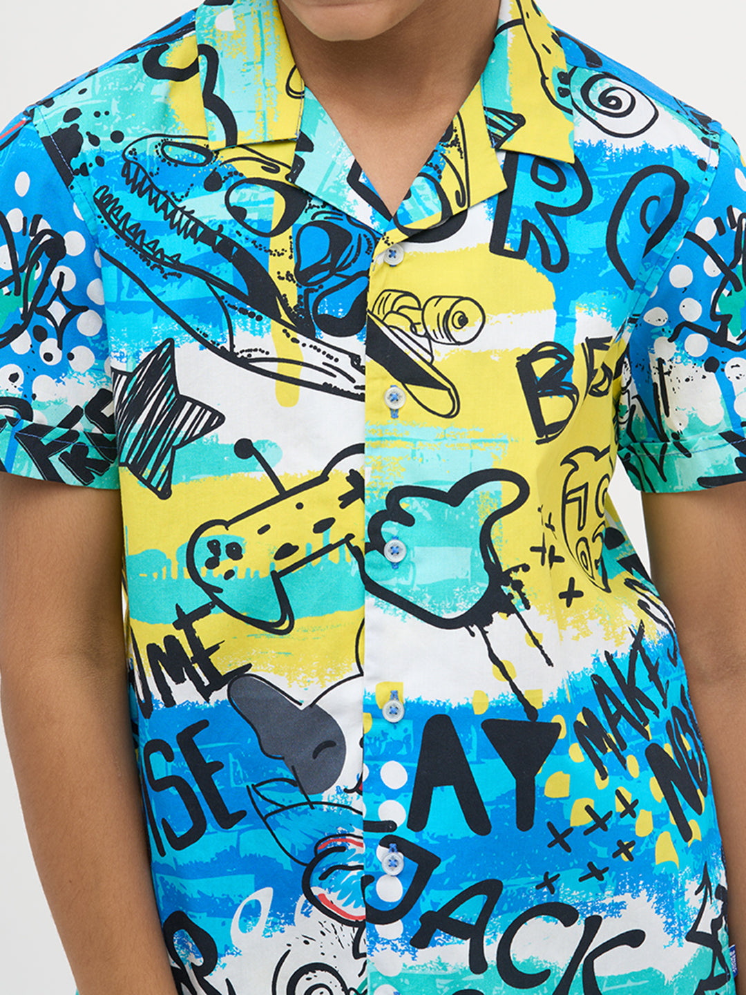 Blue Printed Cotton Shirt