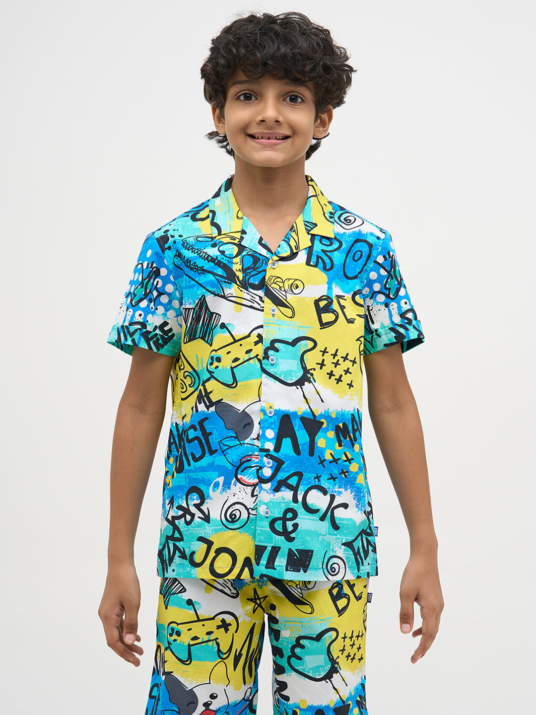 Blue Printed Cotton Shirt