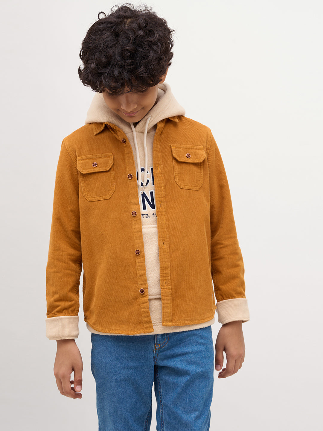 Boys Patch Pocket Corduroy Shirt