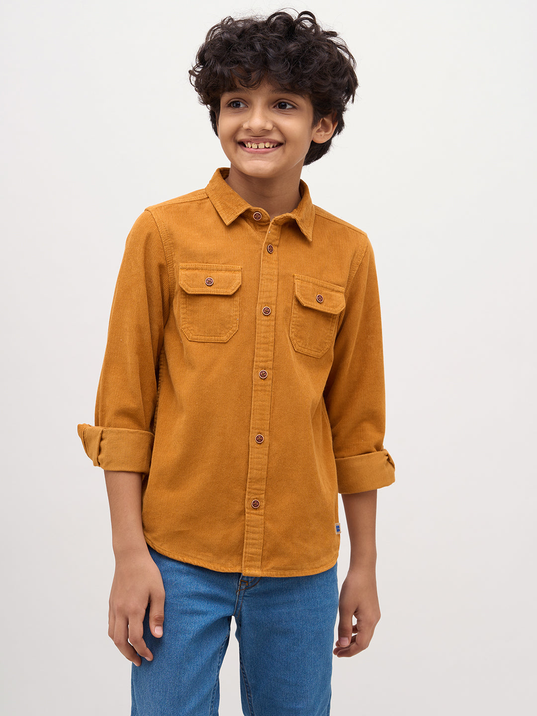 Boys Patch Pocket Corduroy Shirt