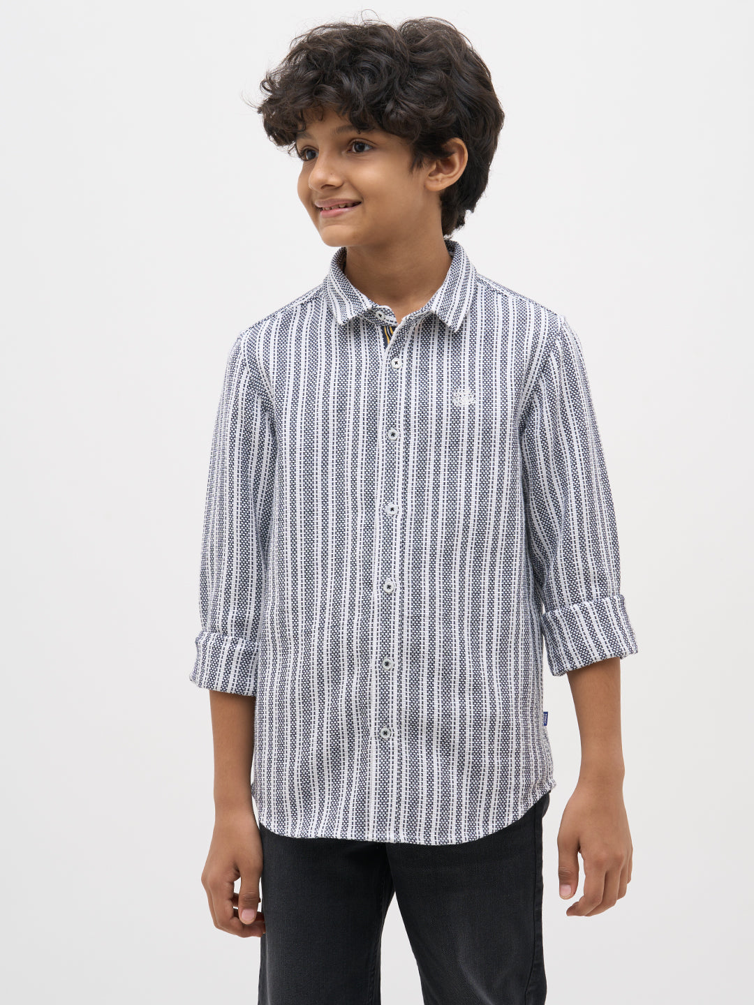 White Jacquard Striped Shirt