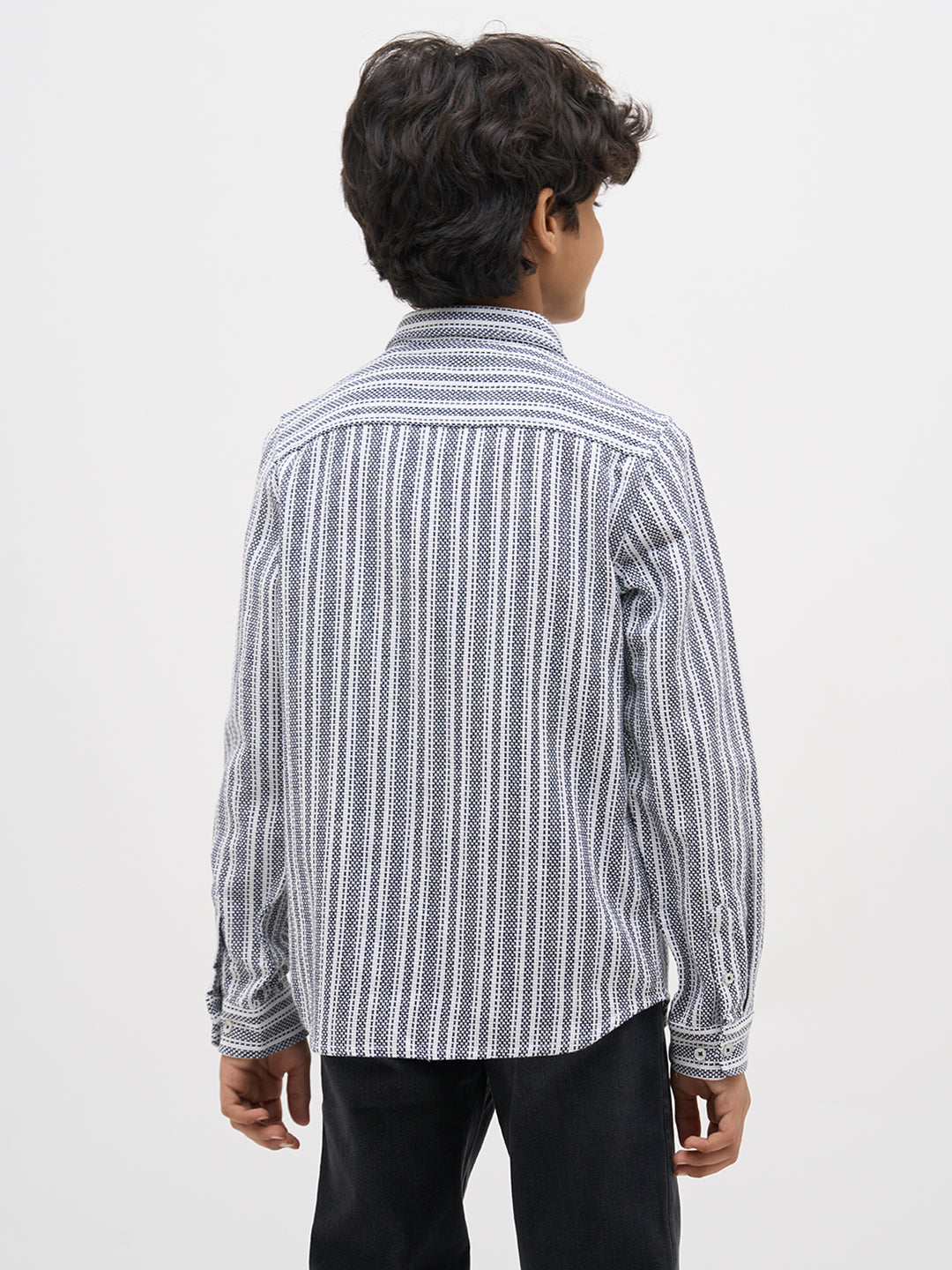 White Jacquard Striped Shirt