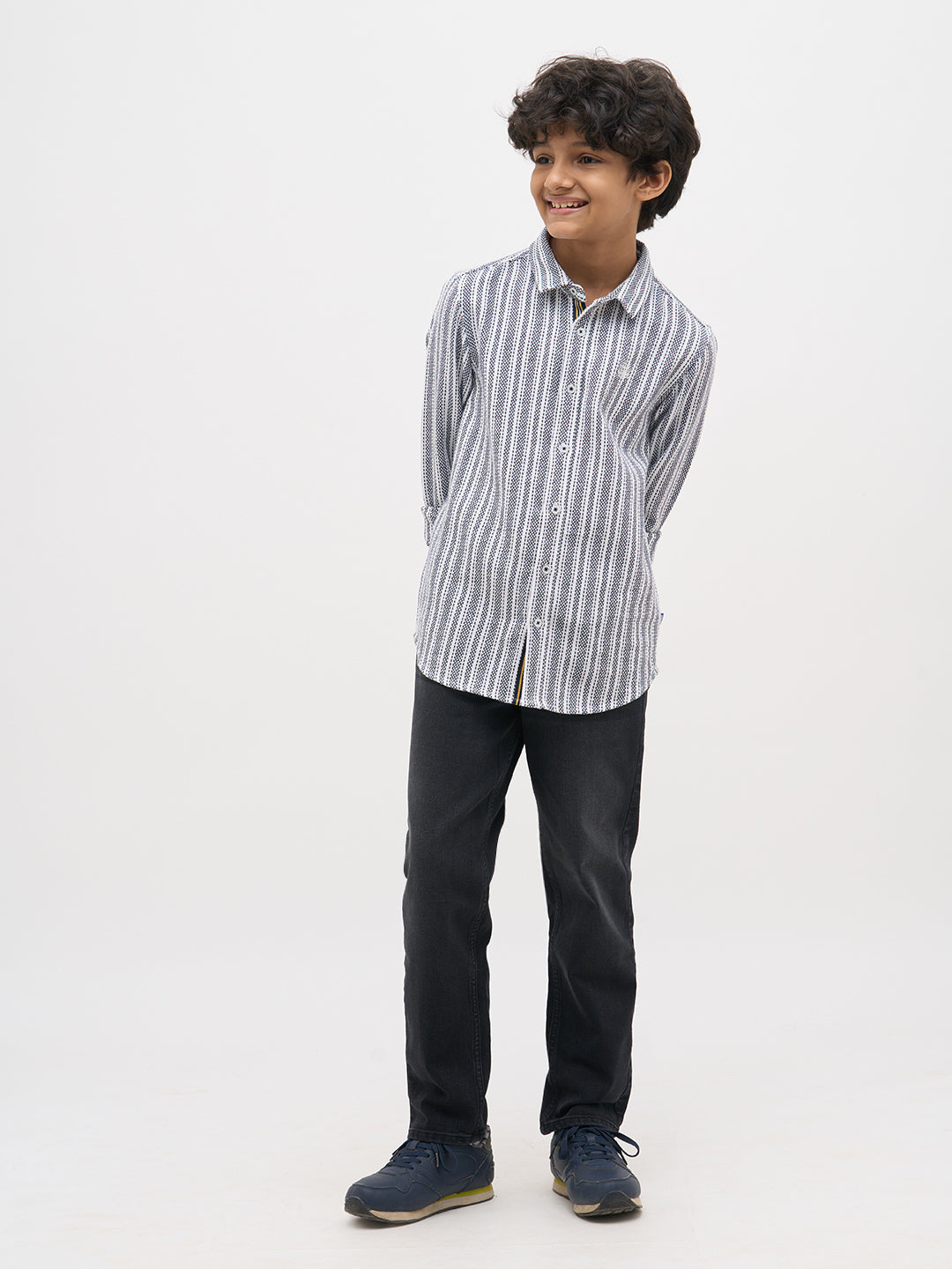 White Jacquard Striped Shirt