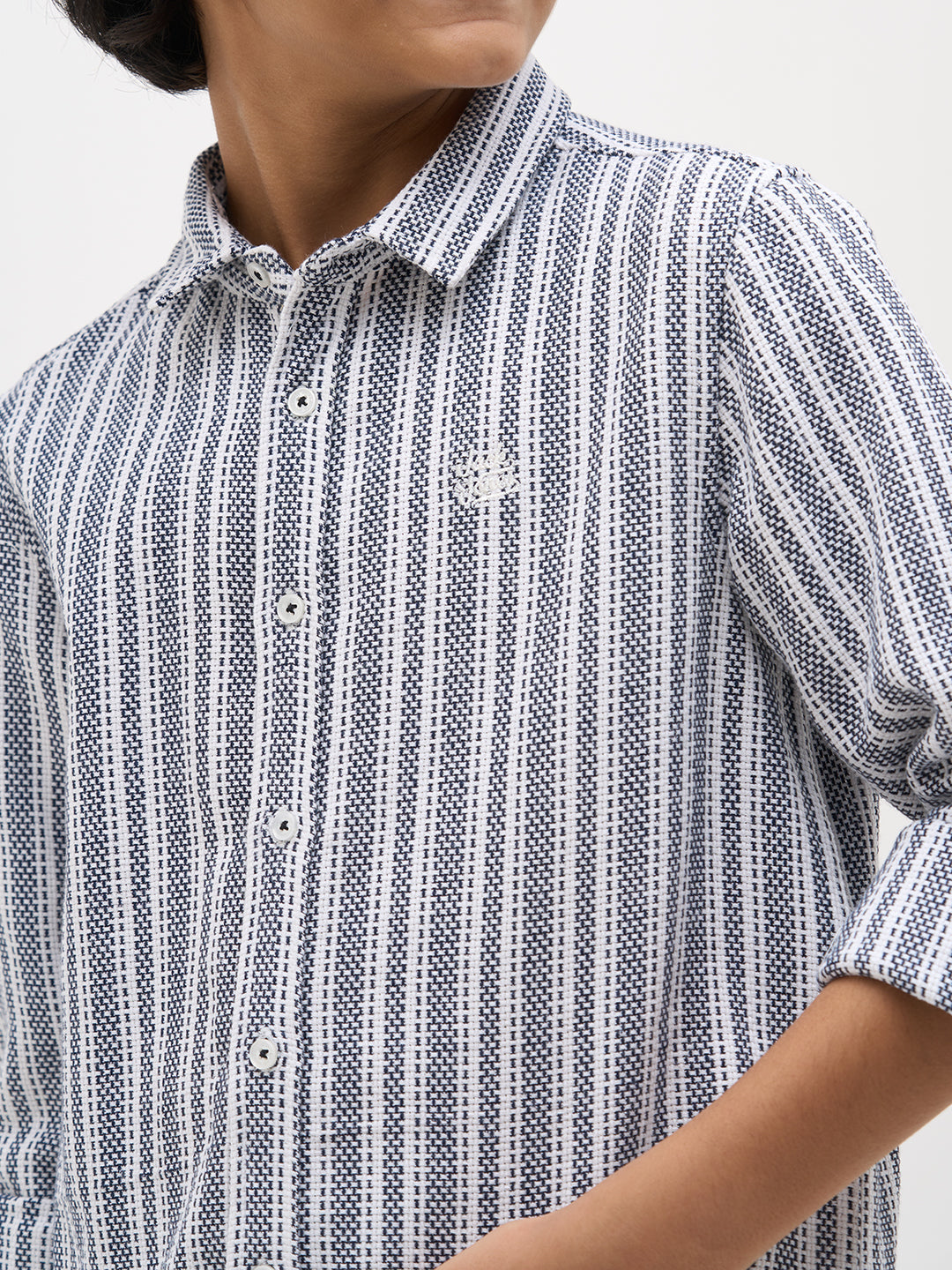 White Jacquard Striped Shirt