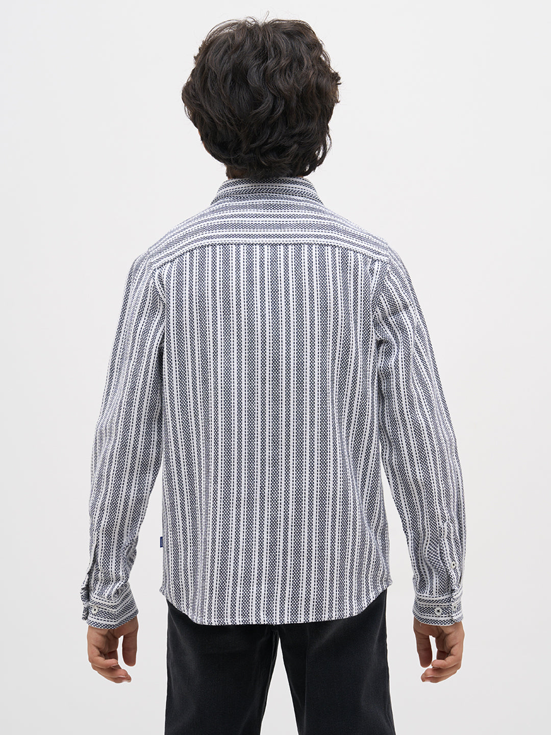 White Jacquard Striped Shirt