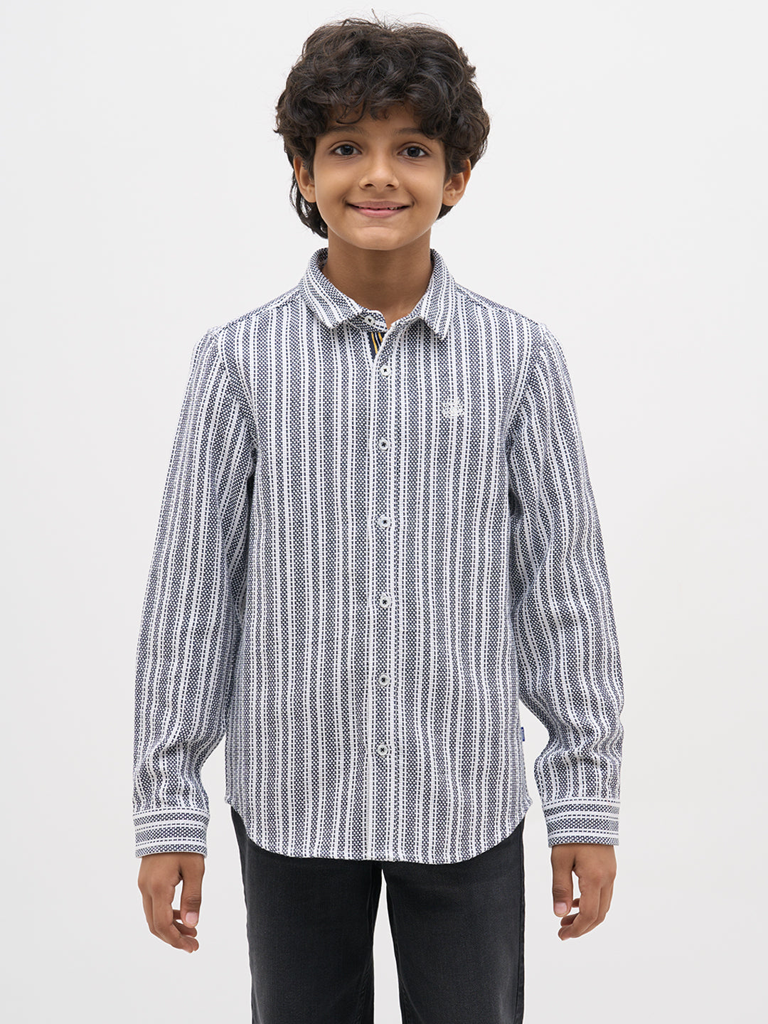 White Jacquard Striped Shirt