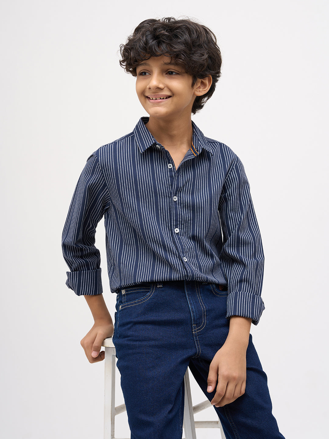 Boys Dobby Striped Cotton Shirt