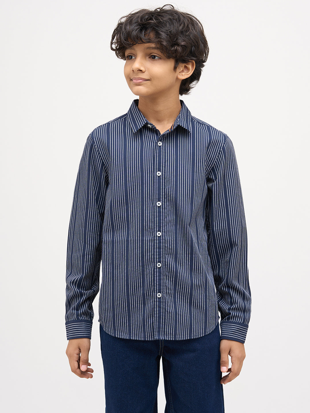 Boys Dobby Striped Cotton Shirt