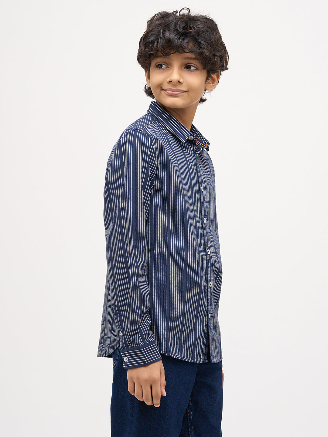 Boys Dobby Striped Cotton Shirt
