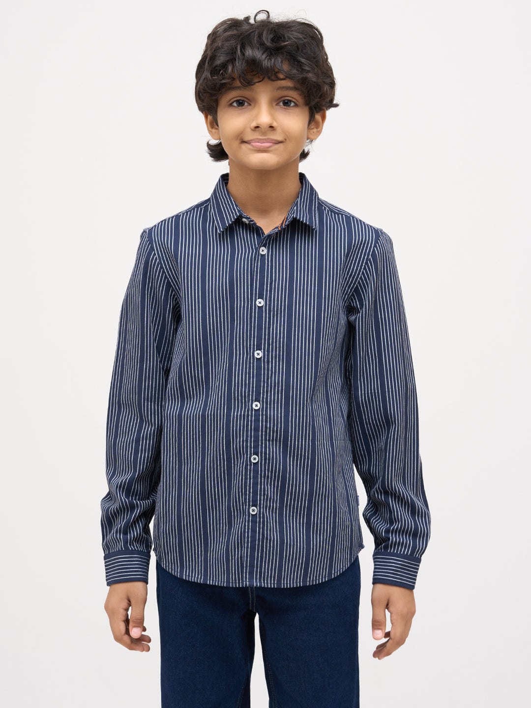 Boys Dobby Striped Cotton Shirt