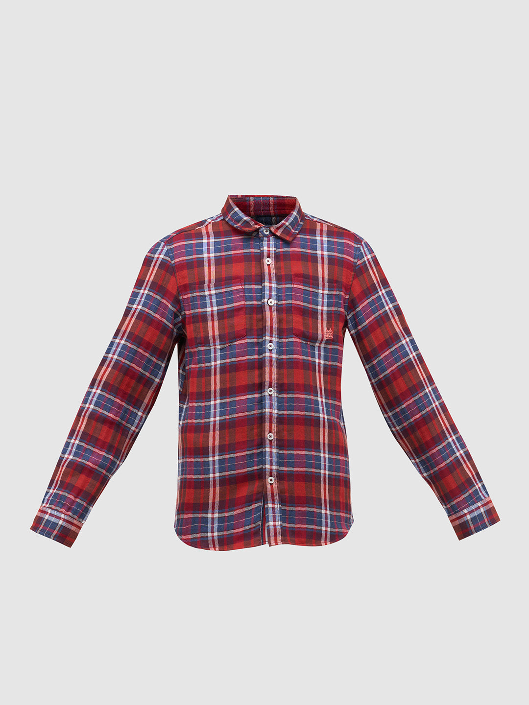 Boys Check Red Cotton Shirt