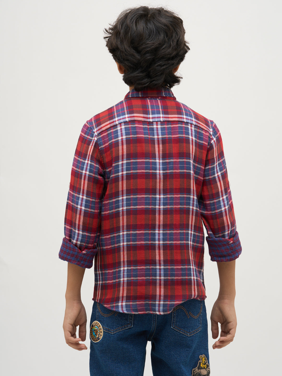 Boys Check Red Cotton Shirt