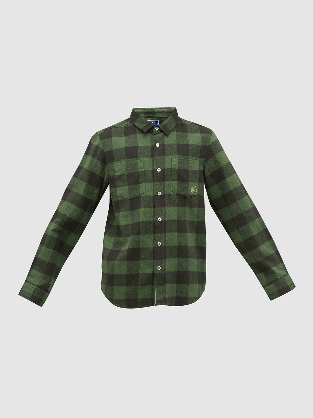 Boys Regular Fit Check Shirt - Green