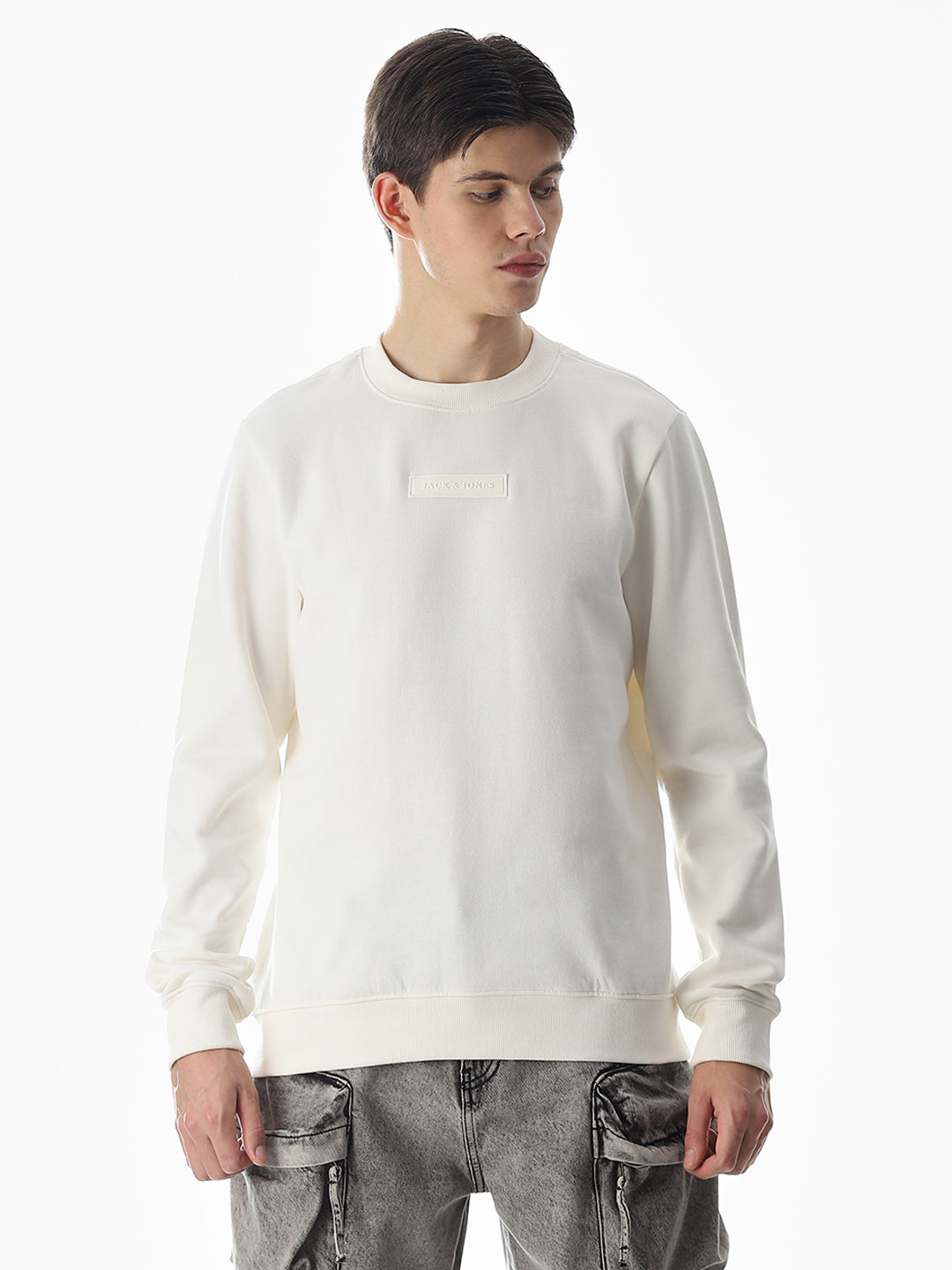 White Regular Fit Sweatshirt