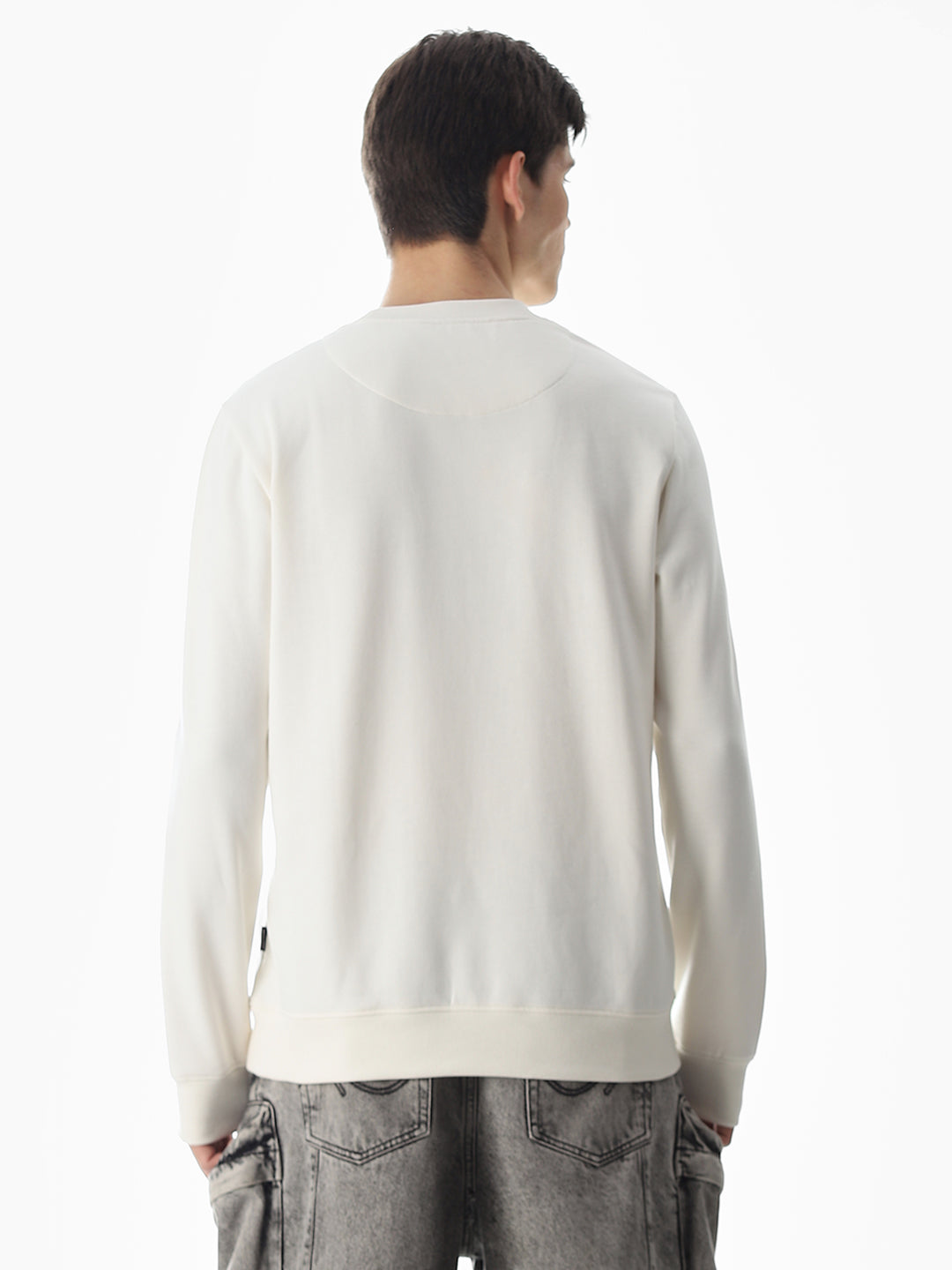 White Regular Fit Sweatshirt