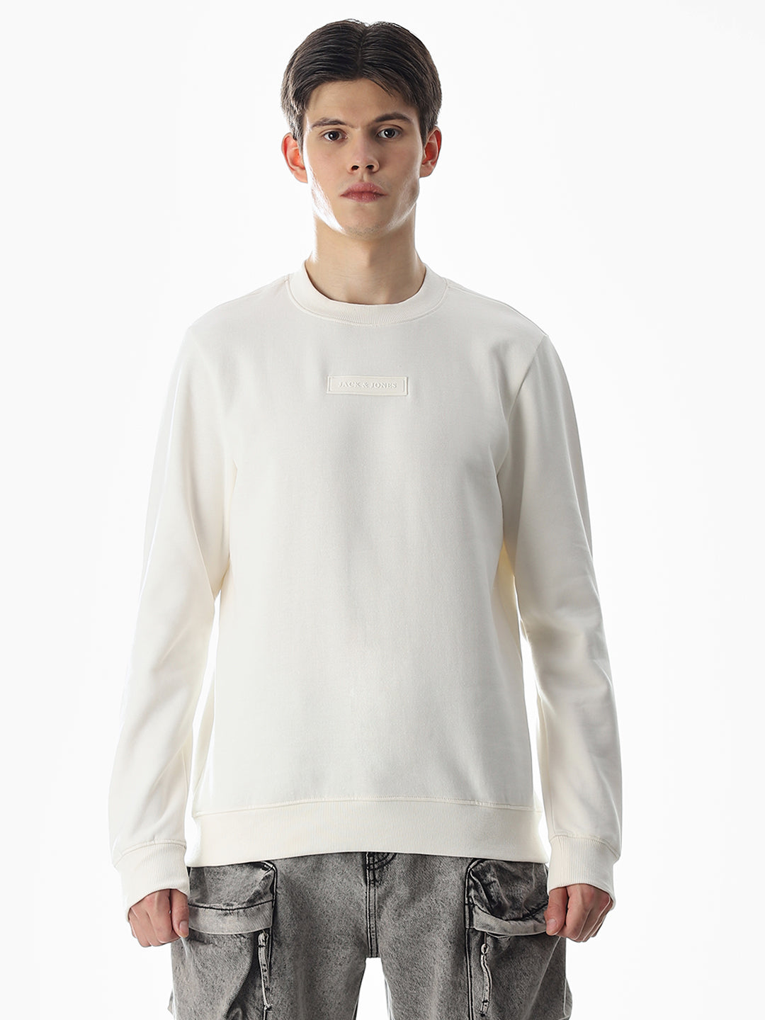 White Regular Fit Sweatshirt