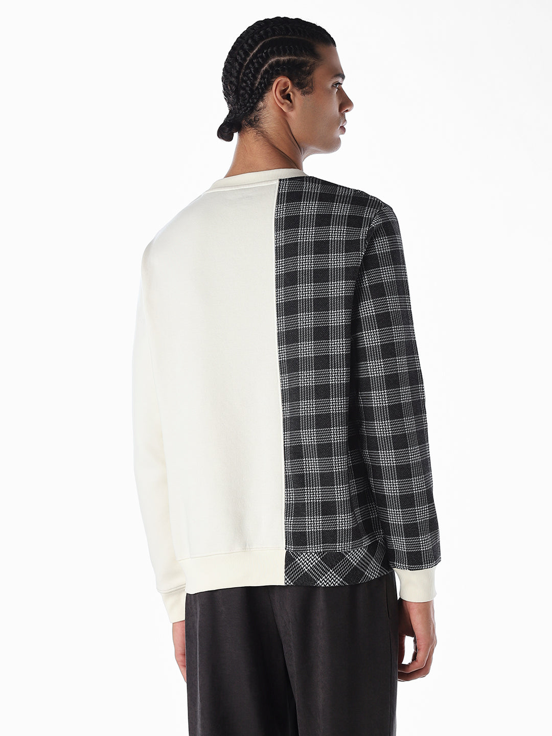 White Check Colourblocked Sweatshirt