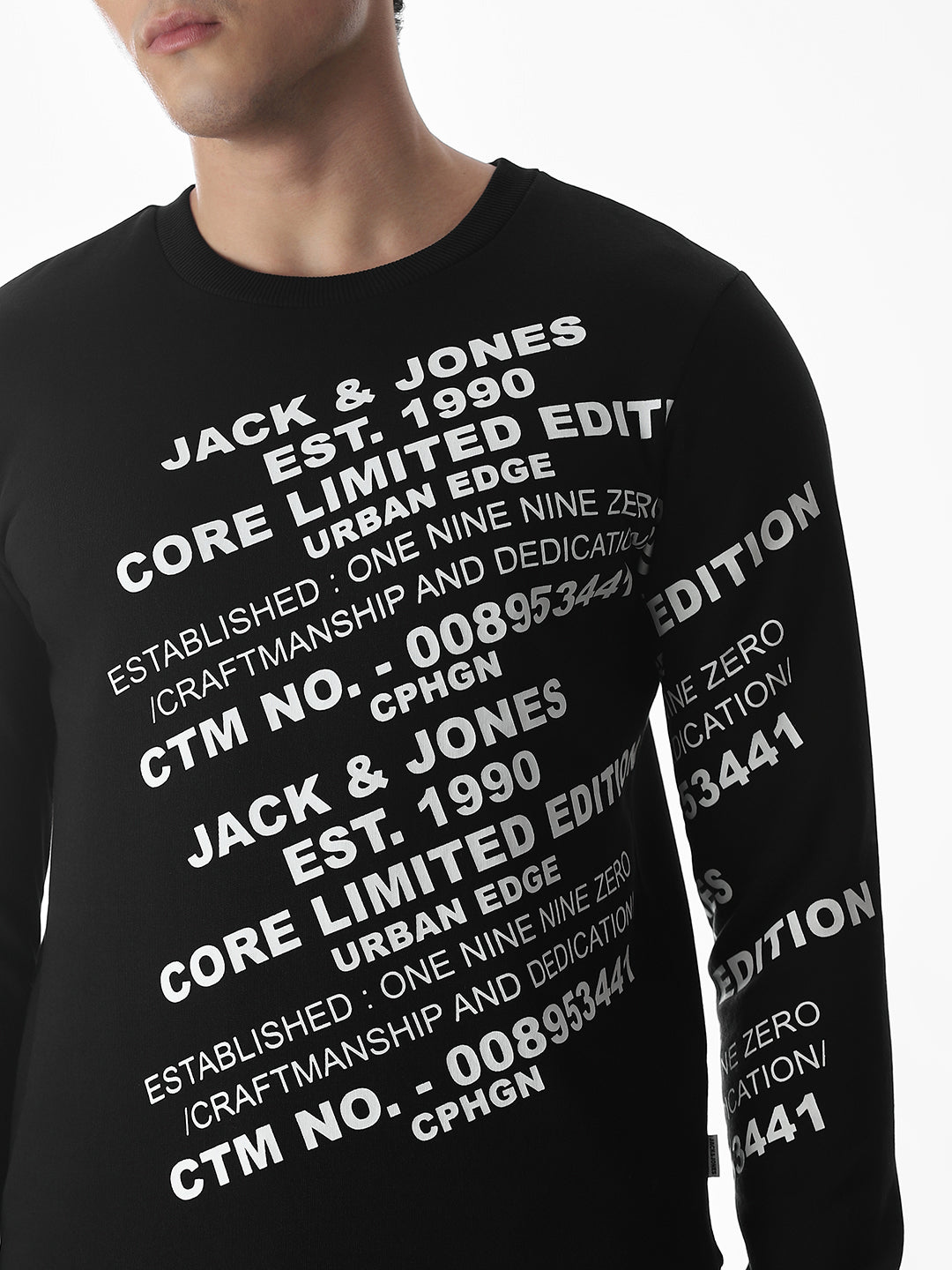 Non-Hooded Printed Sweatshirt - Black