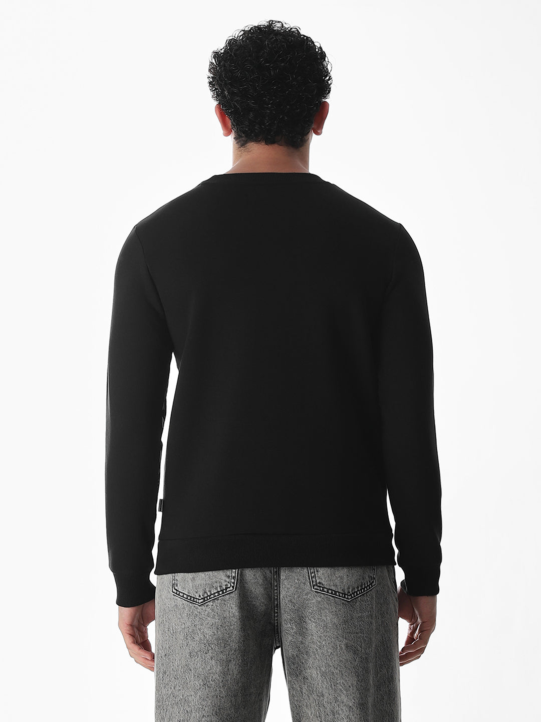 Non-Hooded Printed Sweatshirt - Black