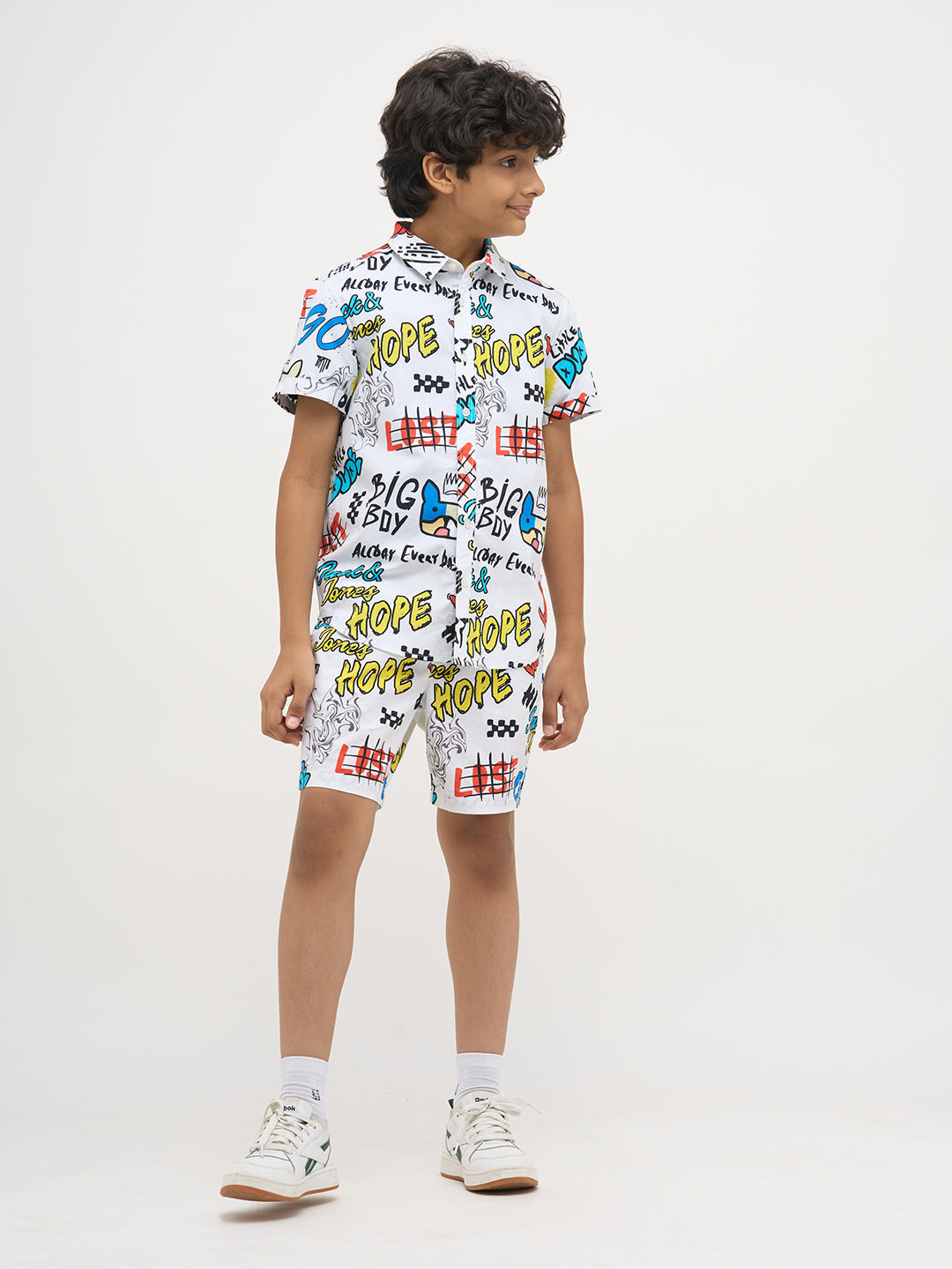 White Cotton Printed Shorts