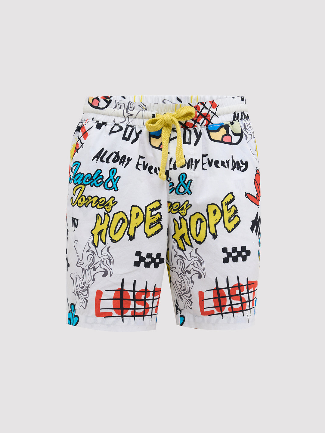 White Cotton Printed Shorts