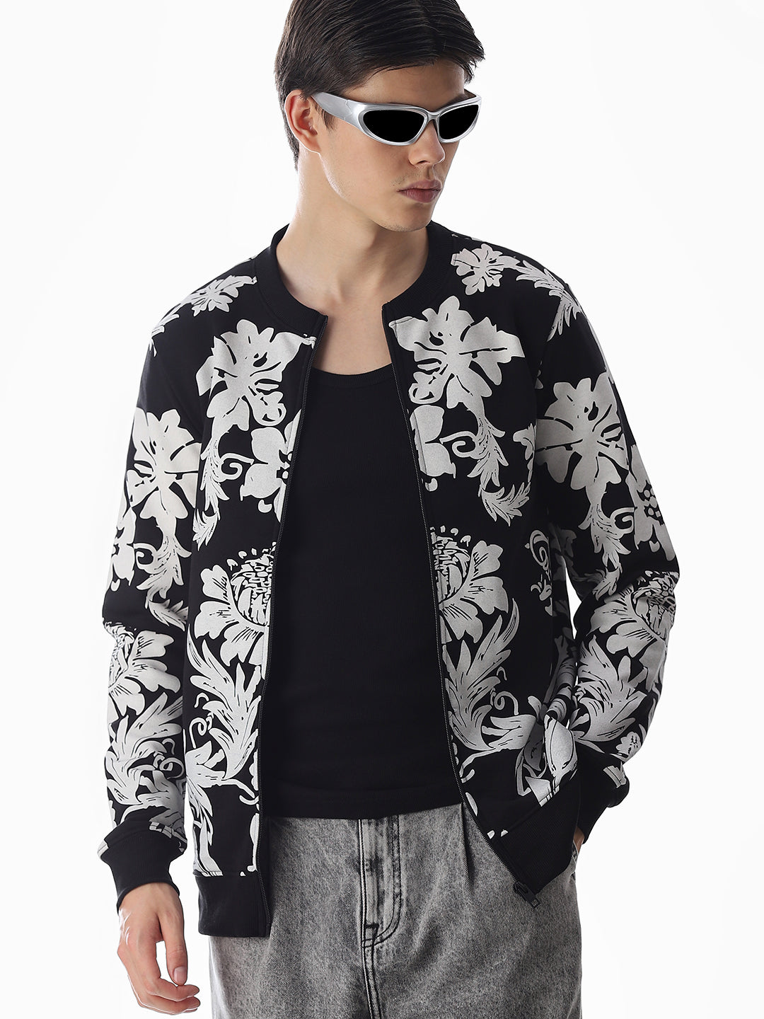 Printed Front Open Sweatshirt