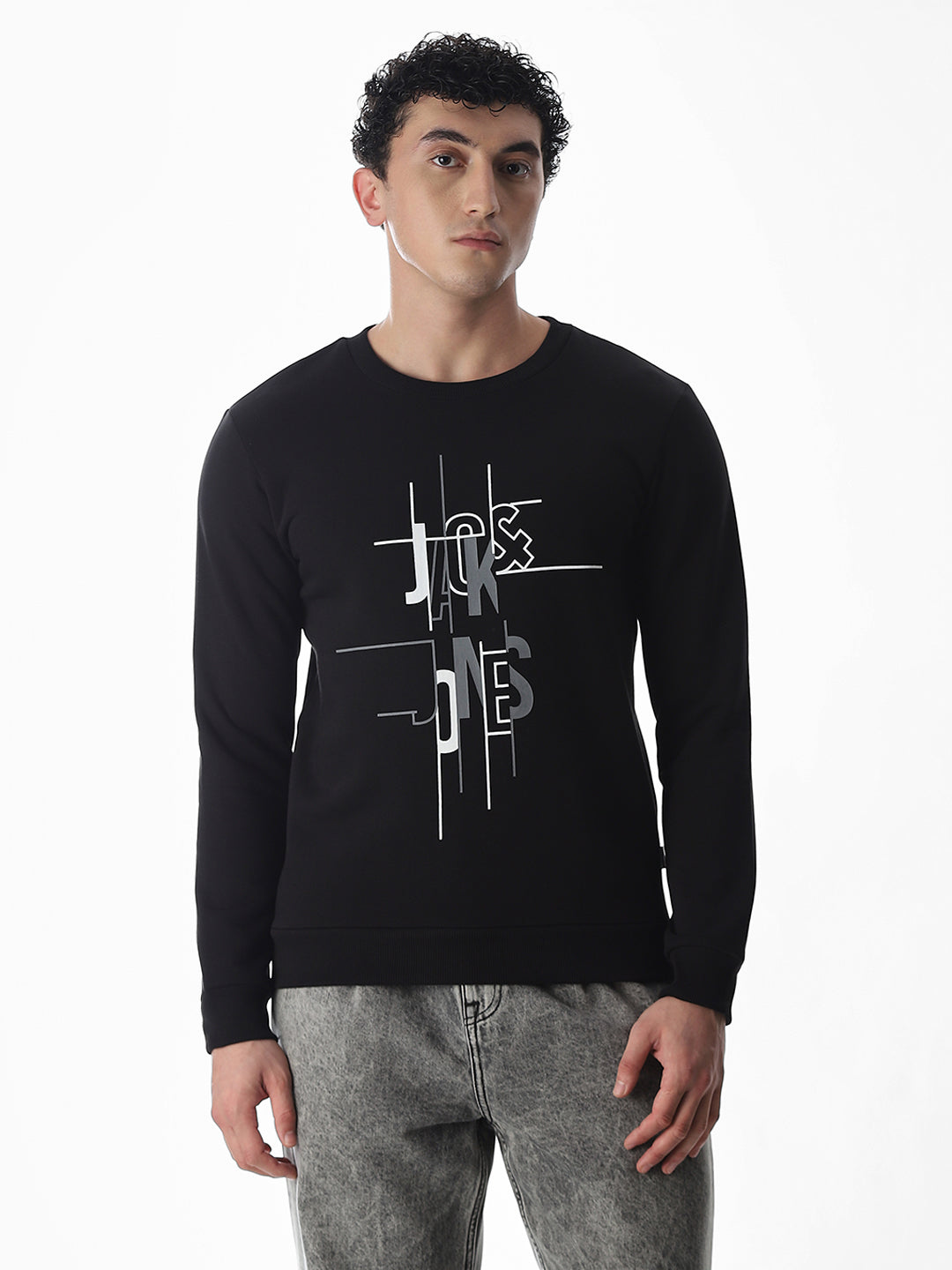 Printed Regular Fit Sweatshirt - Black