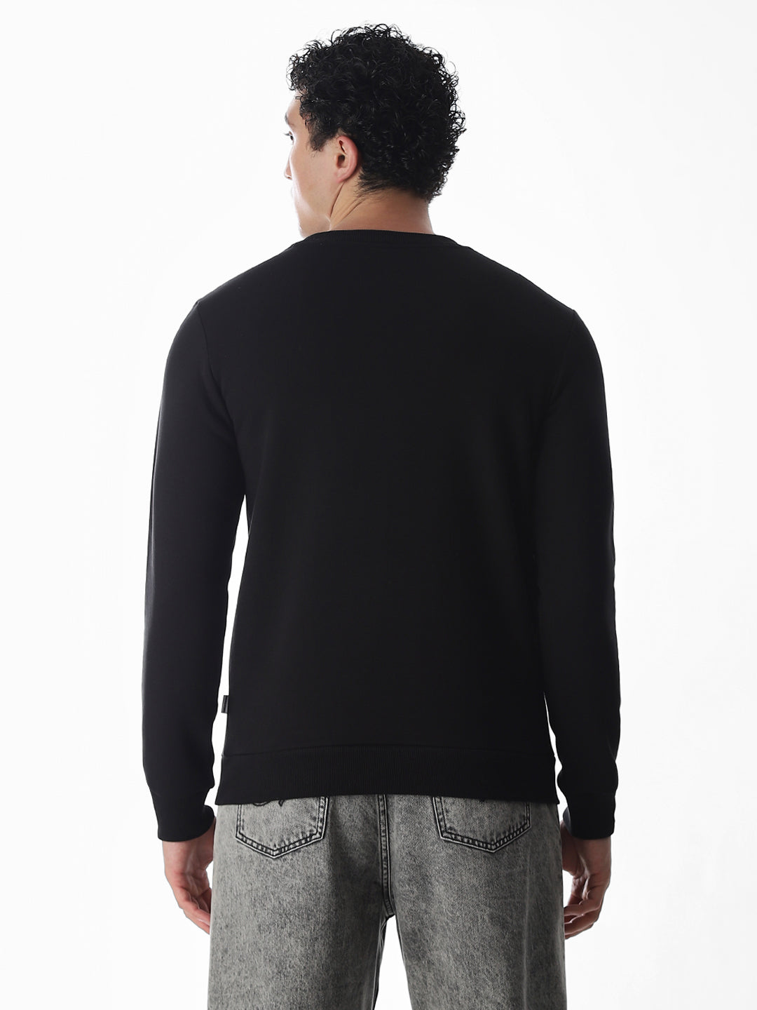 Printed Regular Fit Sweatshirt - Black