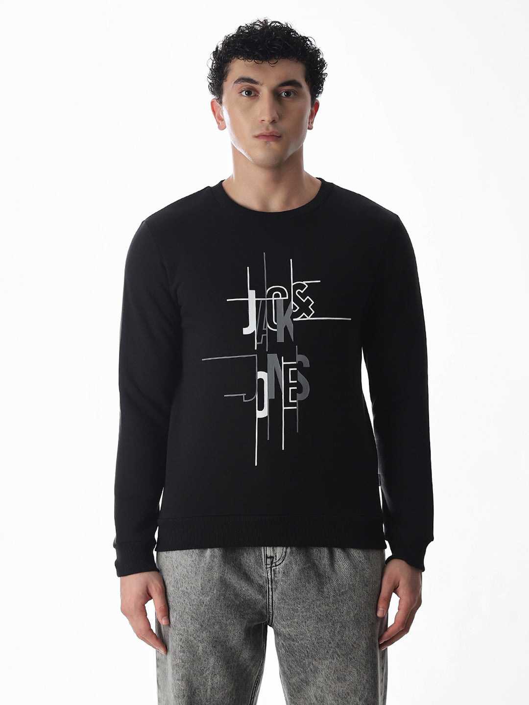 Printed Regular Fit Sweatshirt - Black