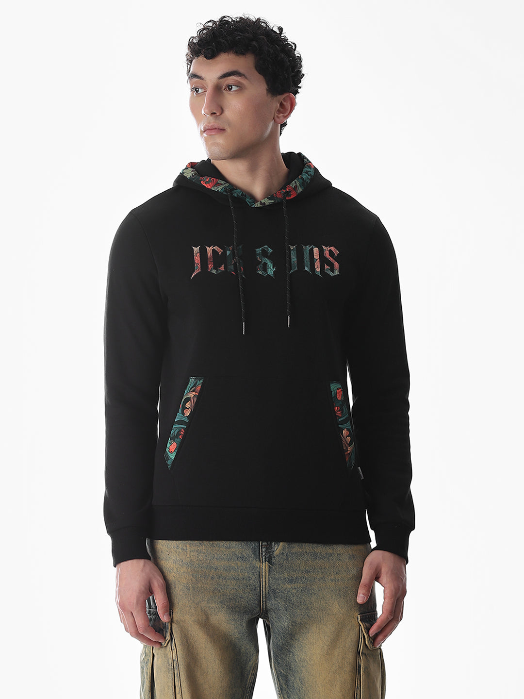 Hooded Applique Patchwork Sweatshirt