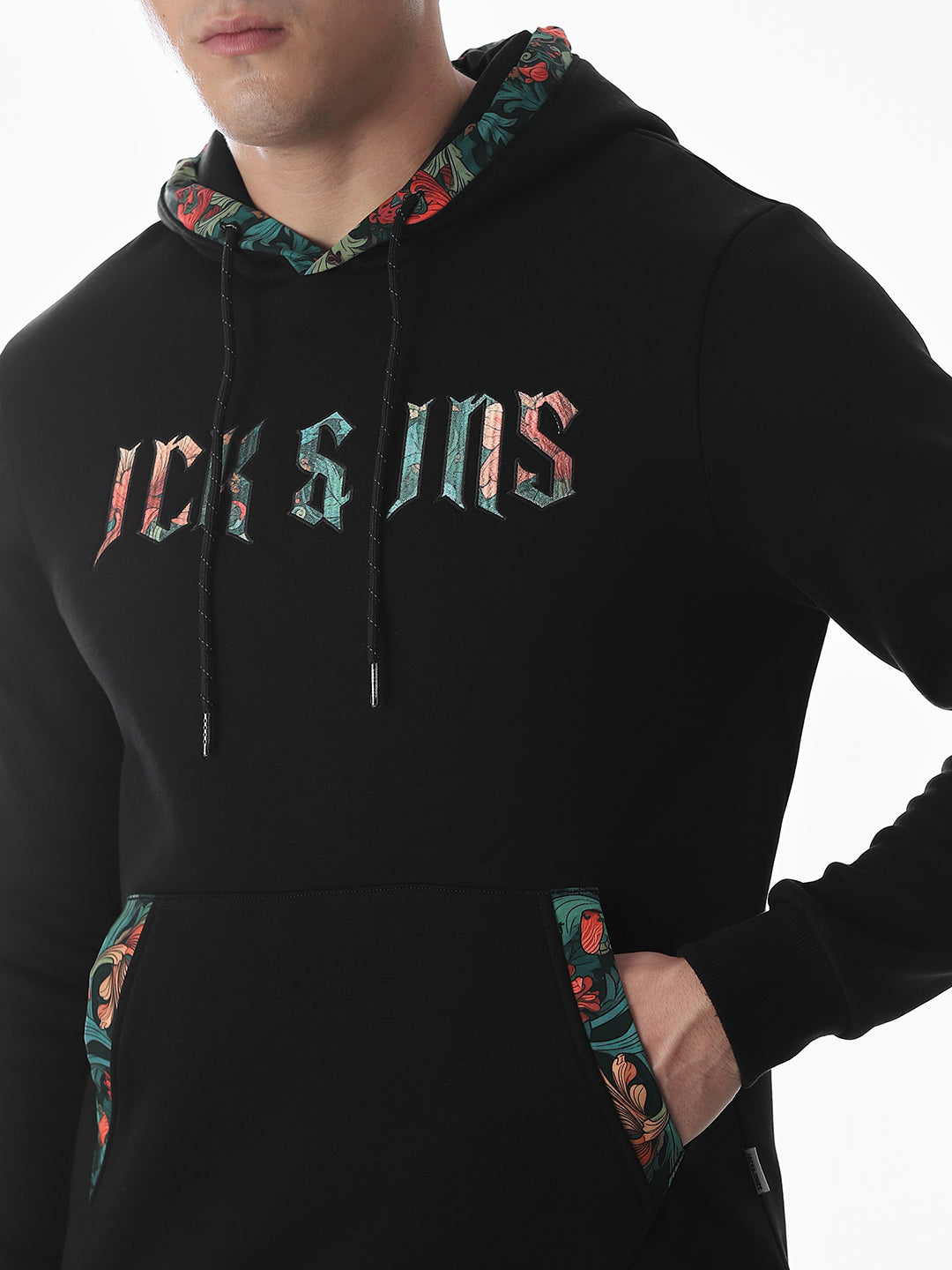Hooded Applique Patchwork Sweatshirt