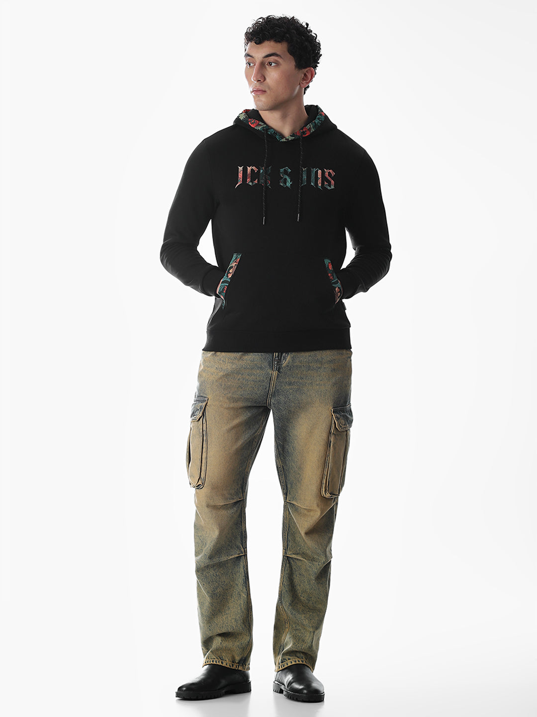 Hooded Applique Patchwork Sweatshirt