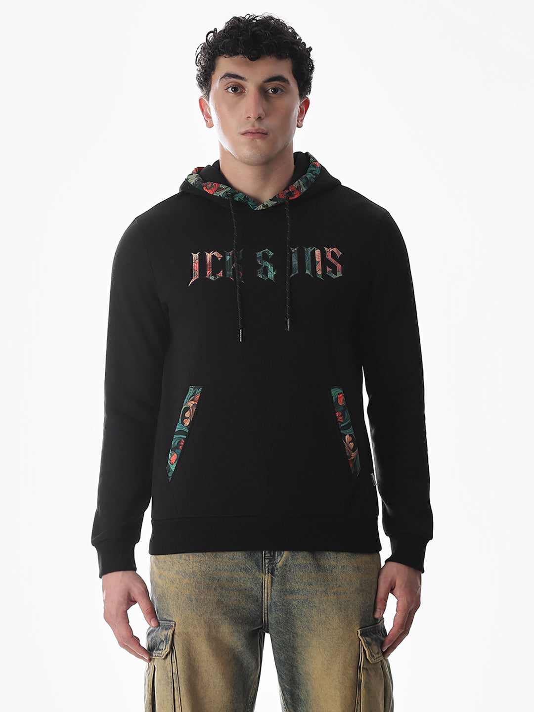 Hooded Applique Patchwork Sweatshirt