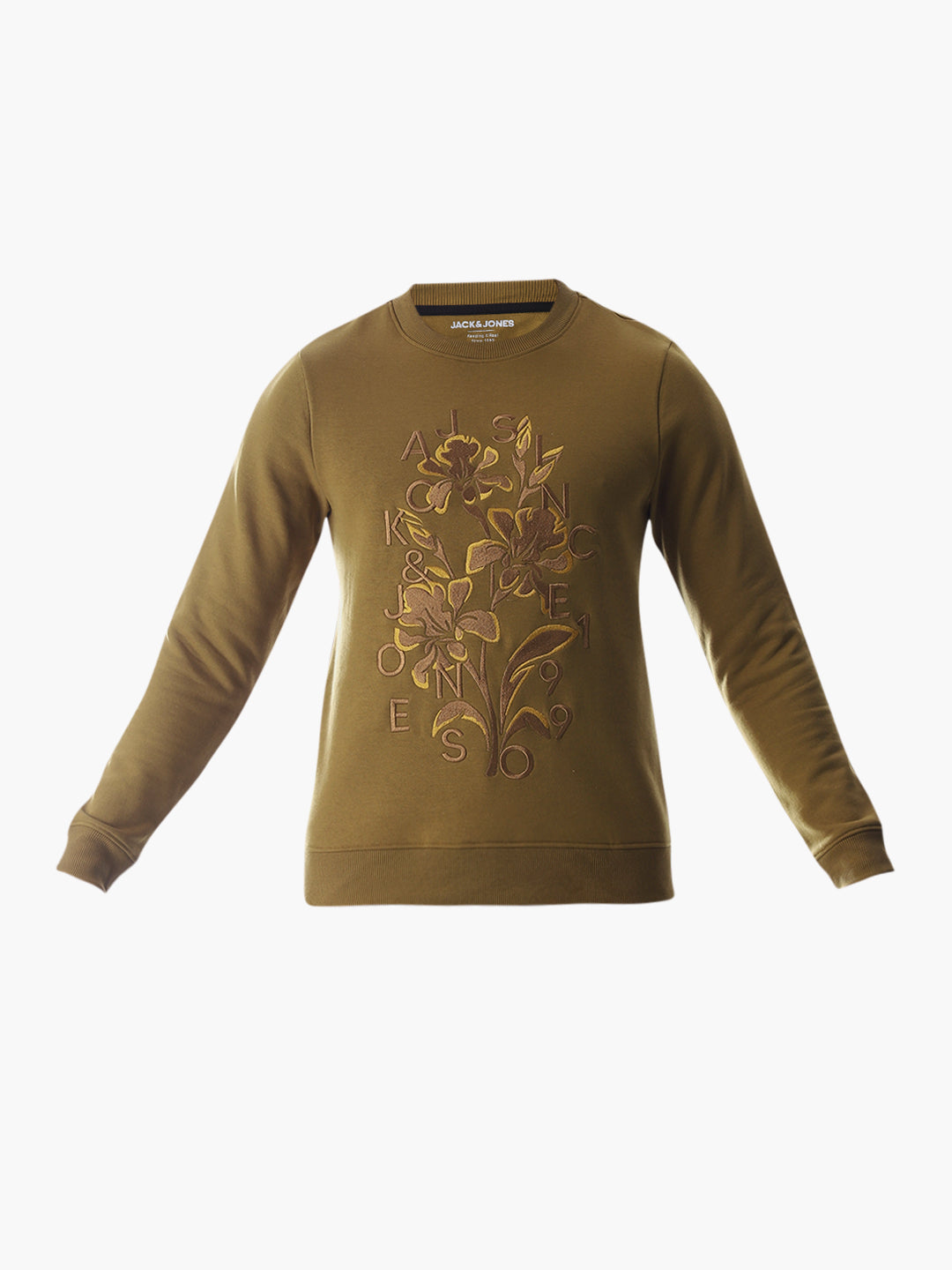 Embroidered Print Sweatshirt - Brown