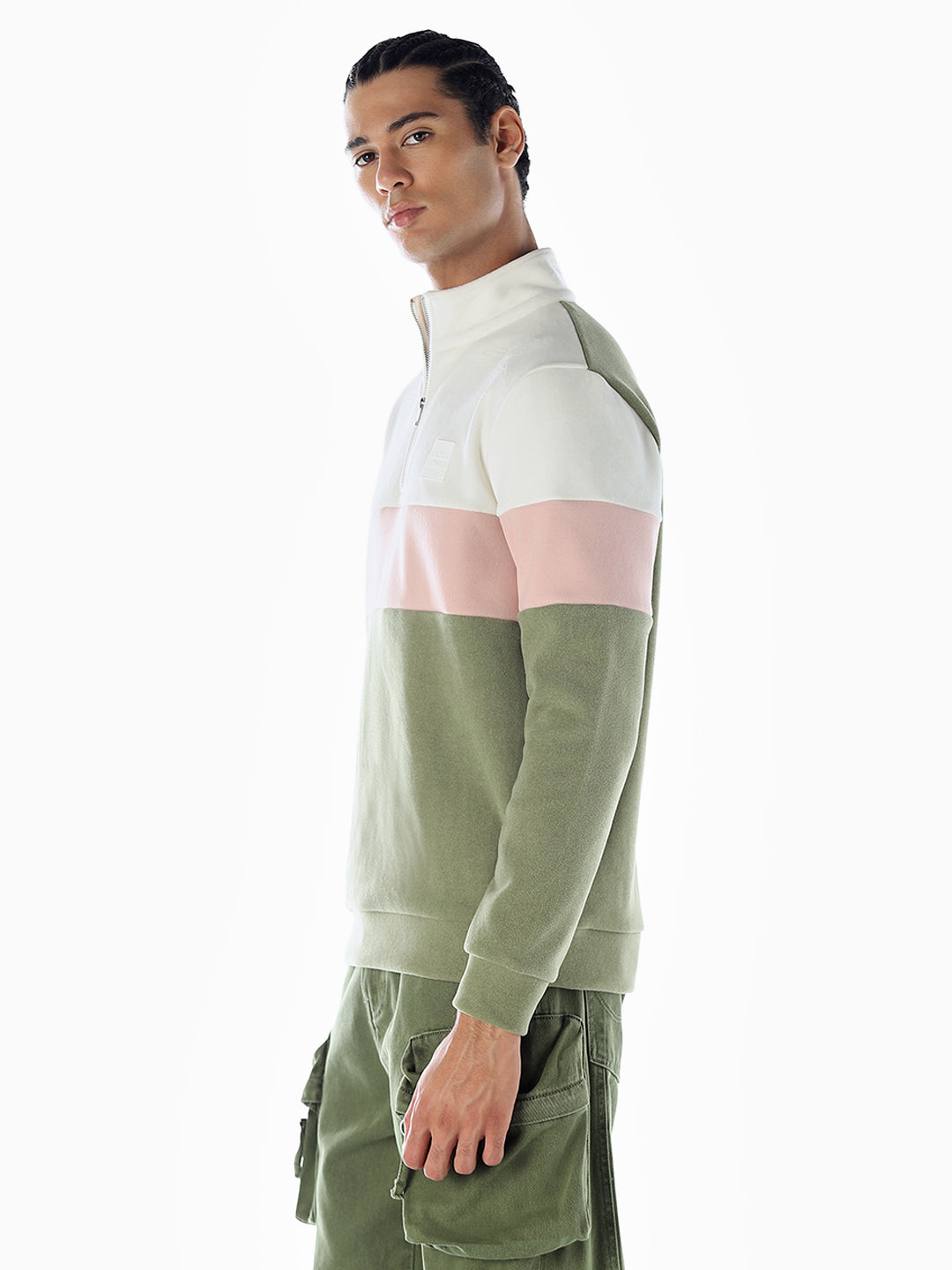 High Neck Colourblocked Sweatshirt