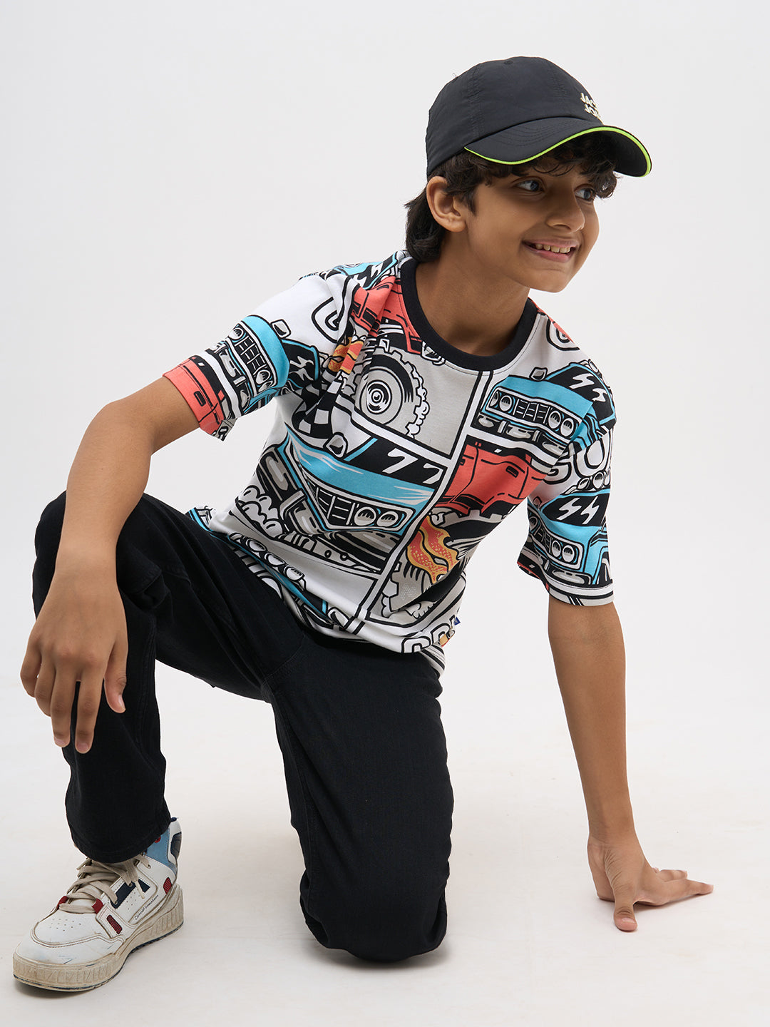 White Graphic Print Cotton T-Shirt
