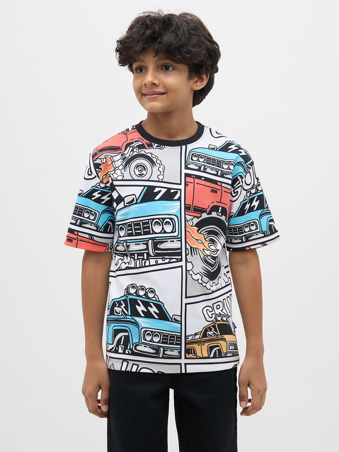White Graphic Print Cotton T-Shirt