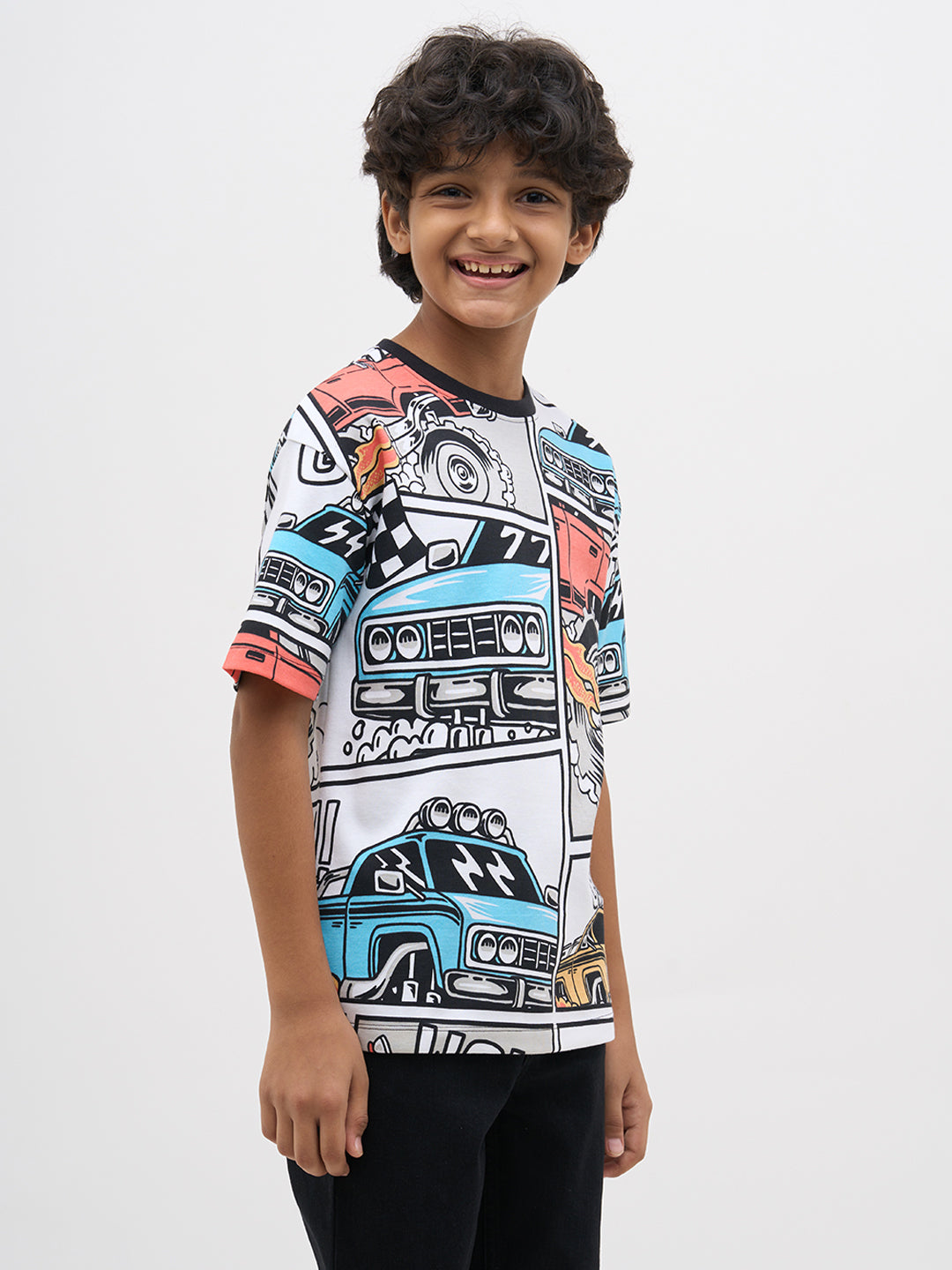White Graphic Print Cotton T-Shirt