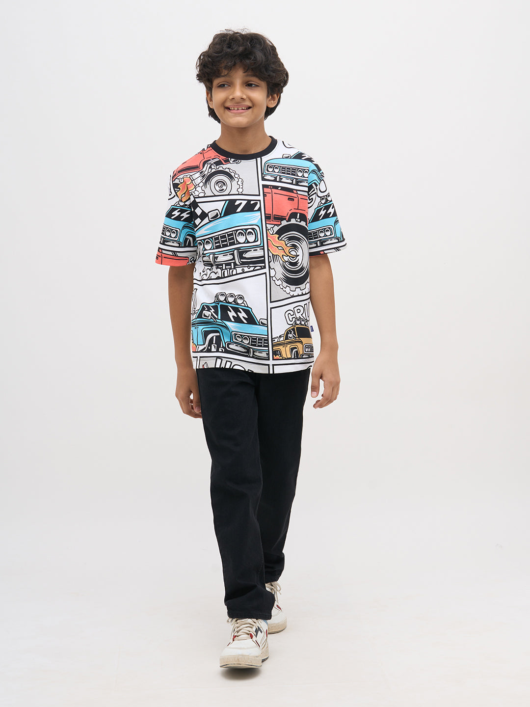 White Graphic Print Cotton T-Shirt
