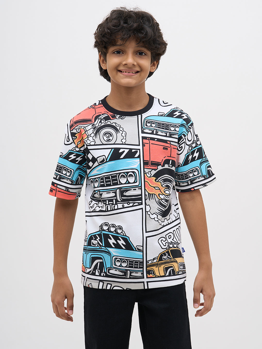White Graphic Print Cotton T-Shirt