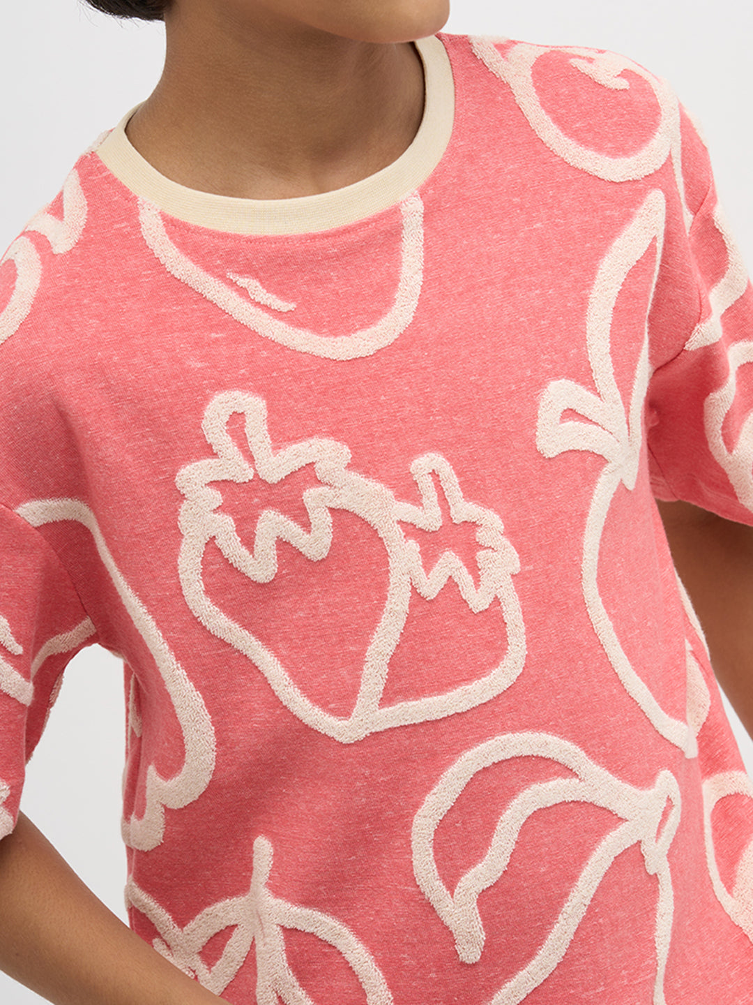 Pink Jacquard Oversized T-Shirt