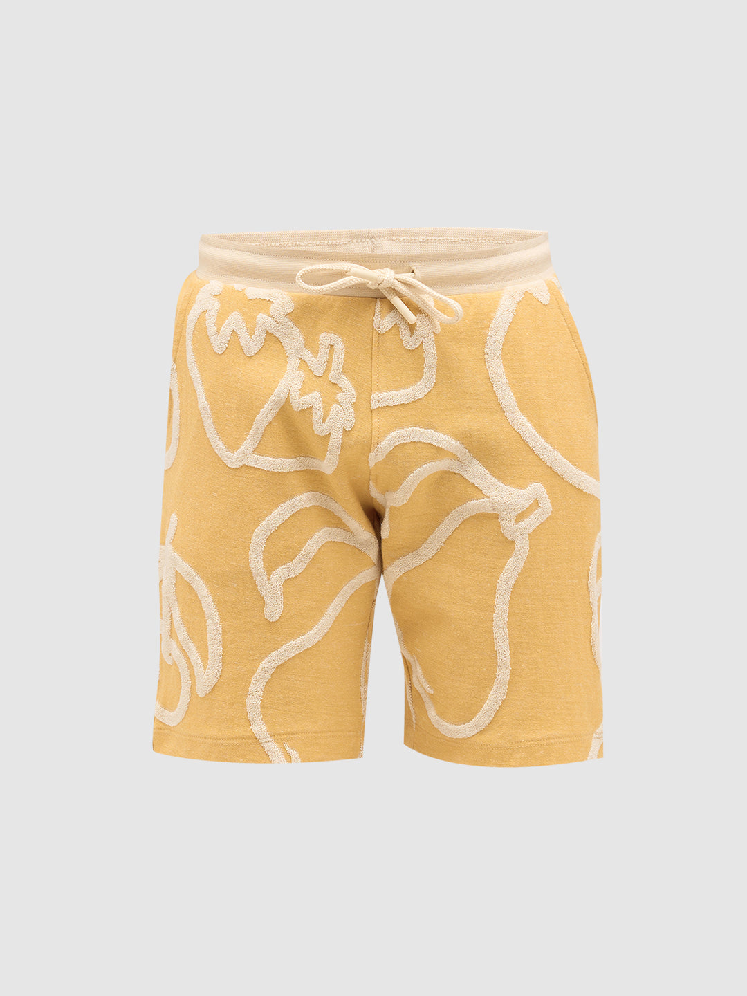 Boys Cotton Oversized Jacquard AOP Crew Neck T-Shirt - Mustard