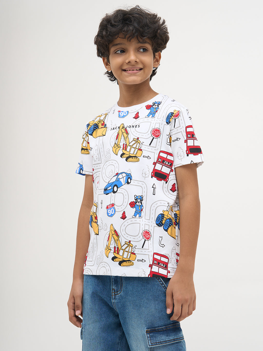 White Graphic Print Cotton T-Shirt