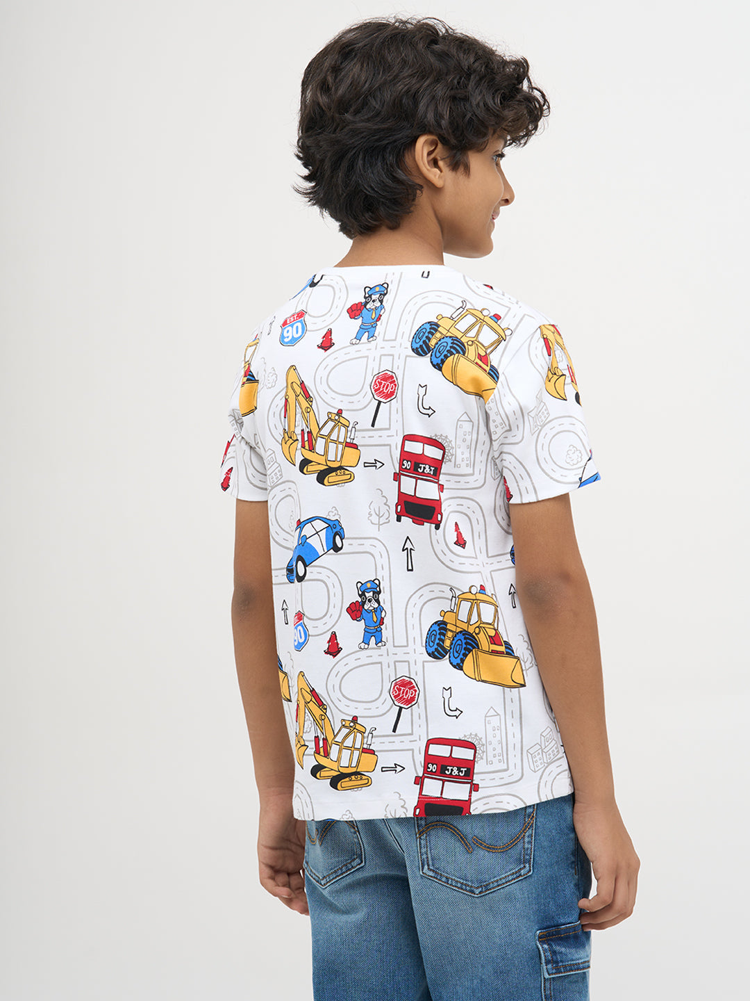 White Graphic Print Cotton T-Shirt