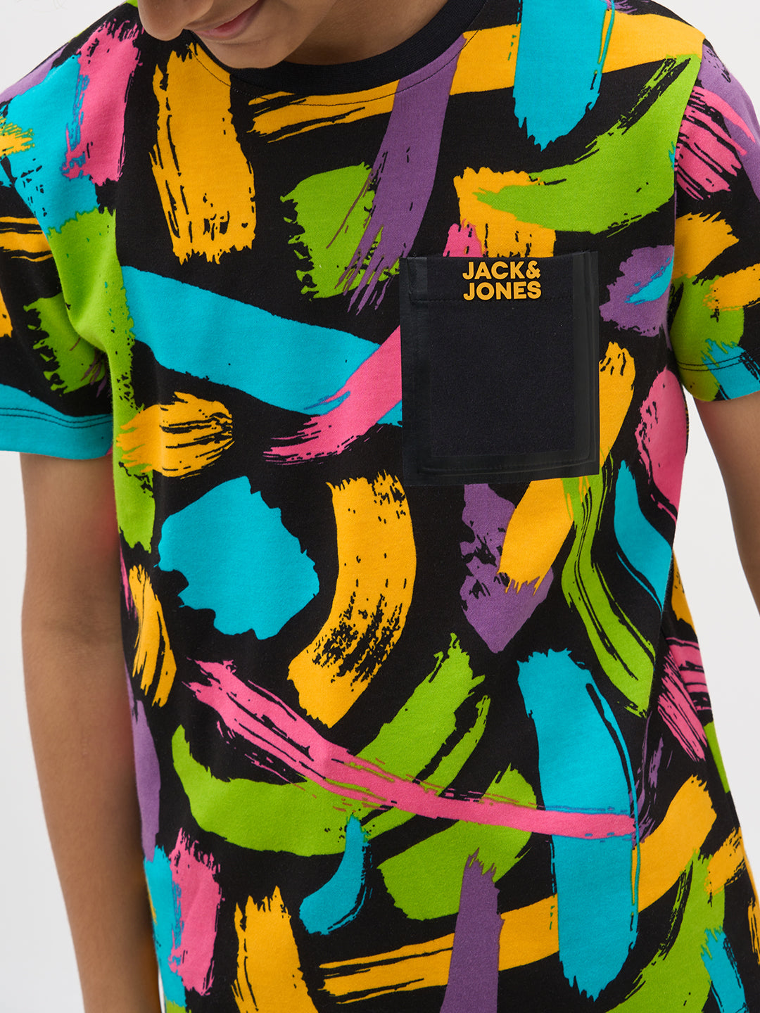 Black Abstract Print Cotton T-Shirt