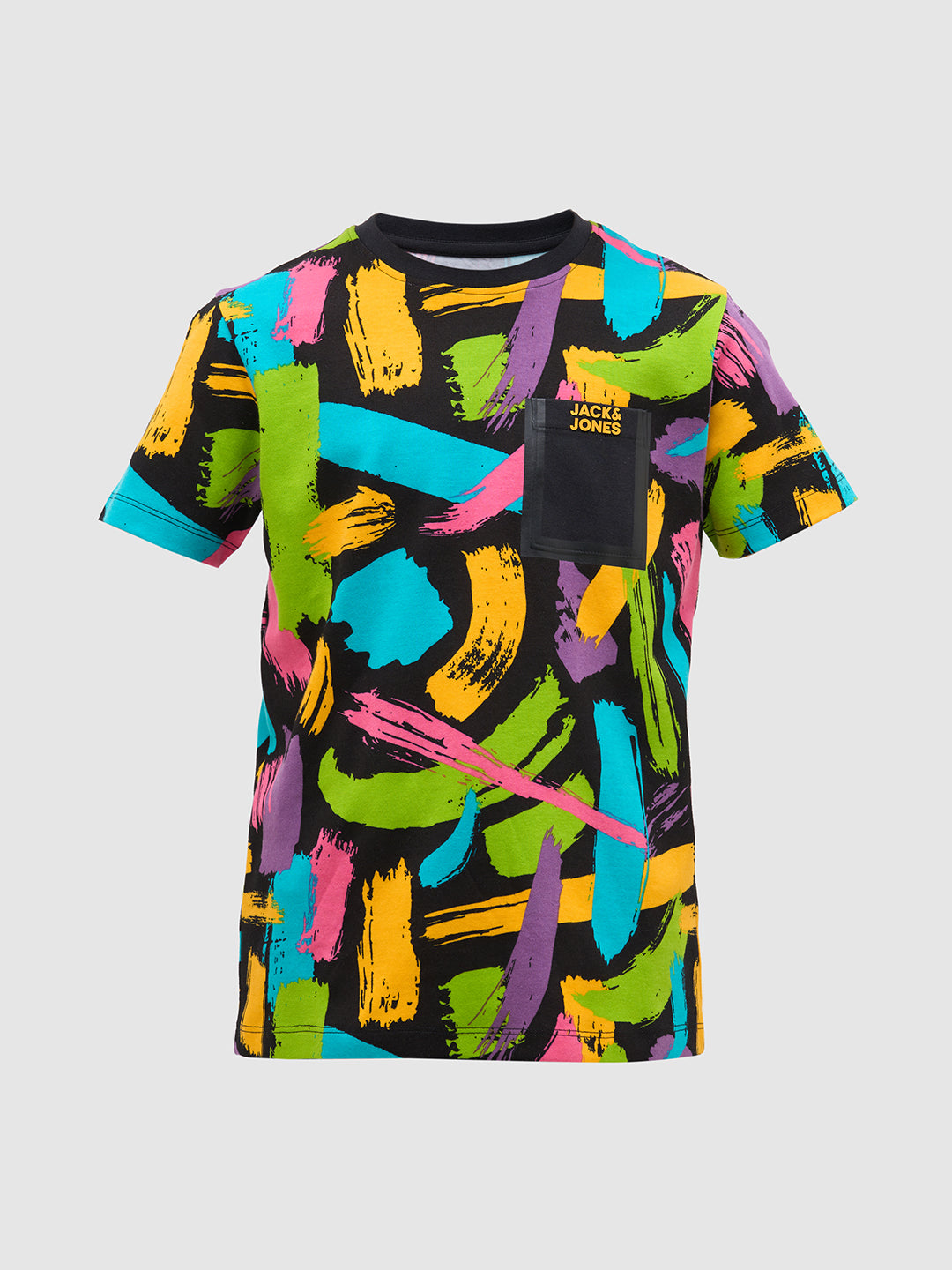 Black Abstract Print Cotton T-Shirt