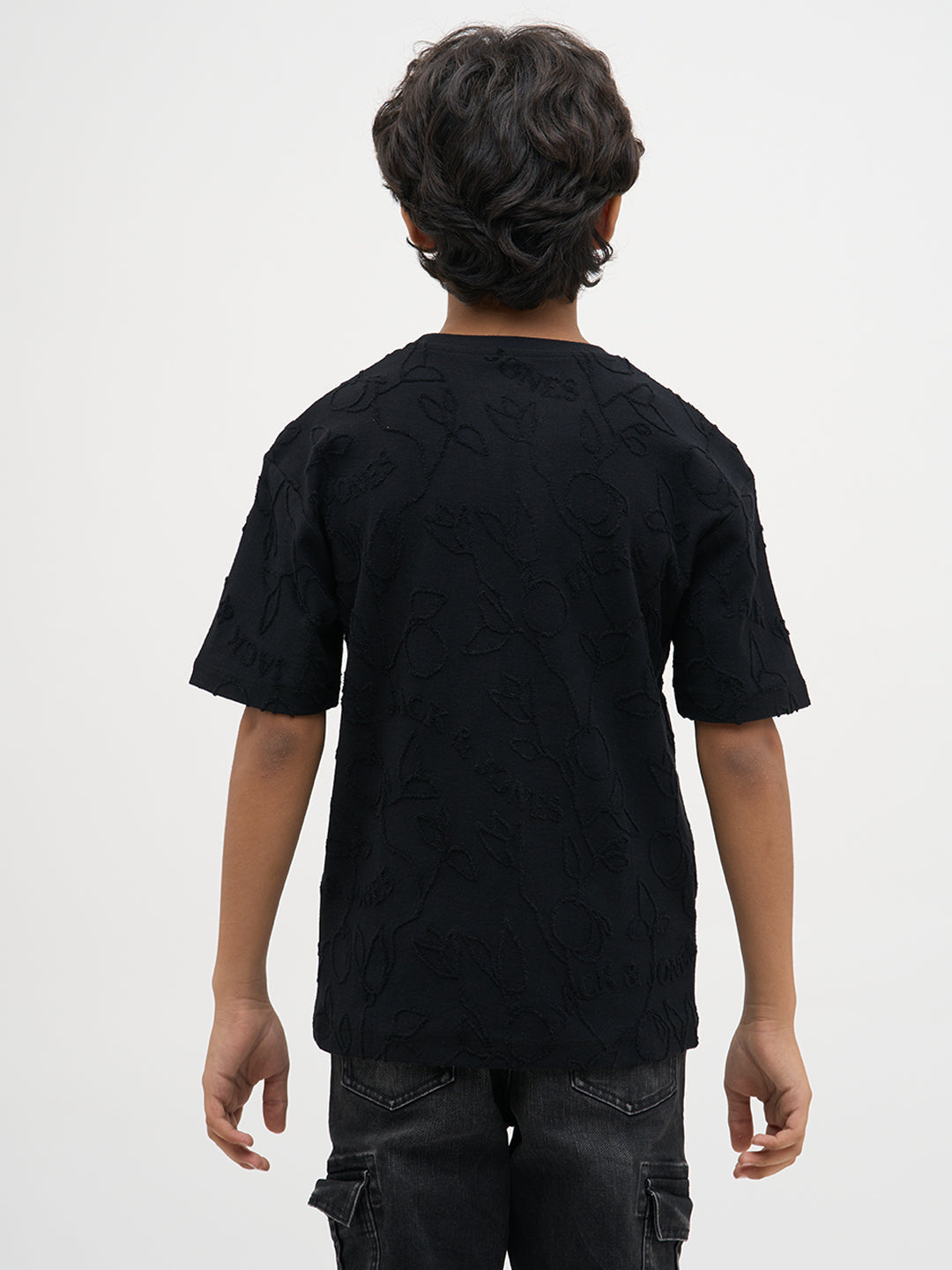 Black Jacquard Print Oversized T-Shirt