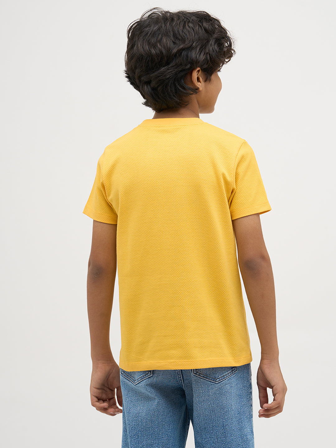 Yellow Embroidered Dog Print T-Shirt