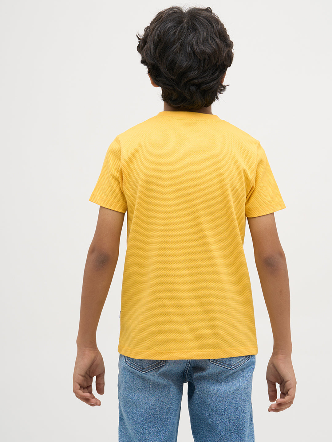 Yellow Embroidered Dog Print T-Shirt